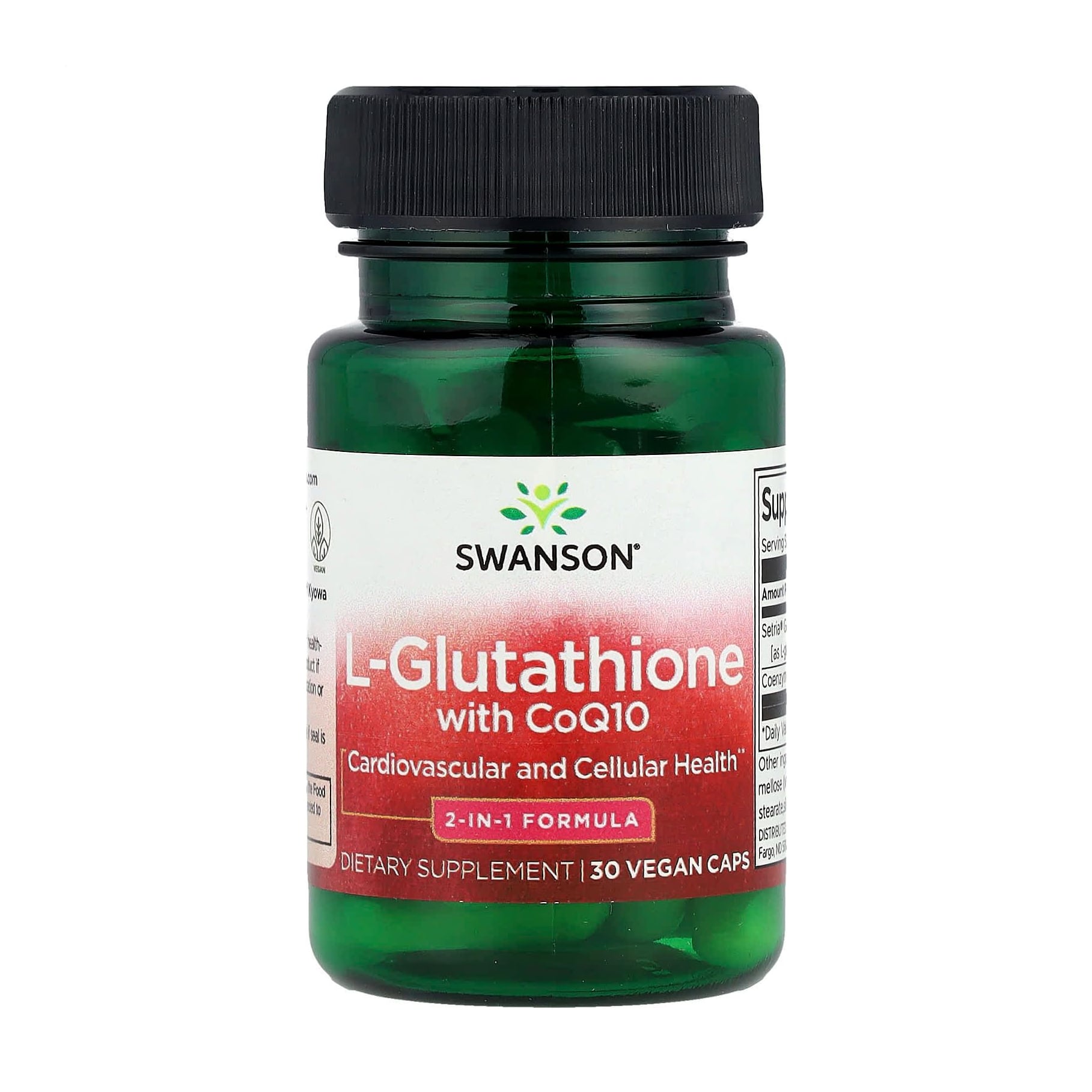 L-глутатіон з коензимом Q10 Swanson L-Glutathione with CoQ10, 30 вегетеріанських капсул