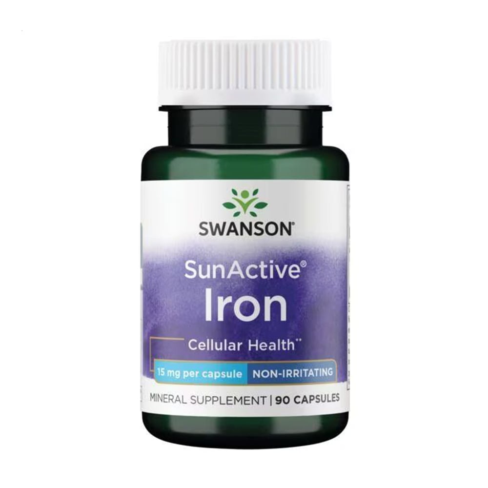 Залізо Swanson SunActive Iron 15 мг, 90 капсул, Swanson SunActive Iron 15 мг, 90 капсул